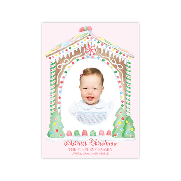 Gingerbread Frame Pink | Holiday Cards