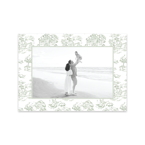 Nativity Toile Border Green | Holiday Cards