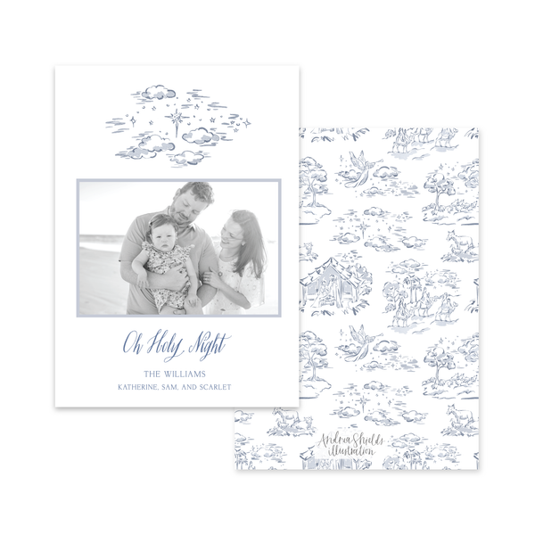 Nativity Toile Holy Night Blue | Holiday Cards