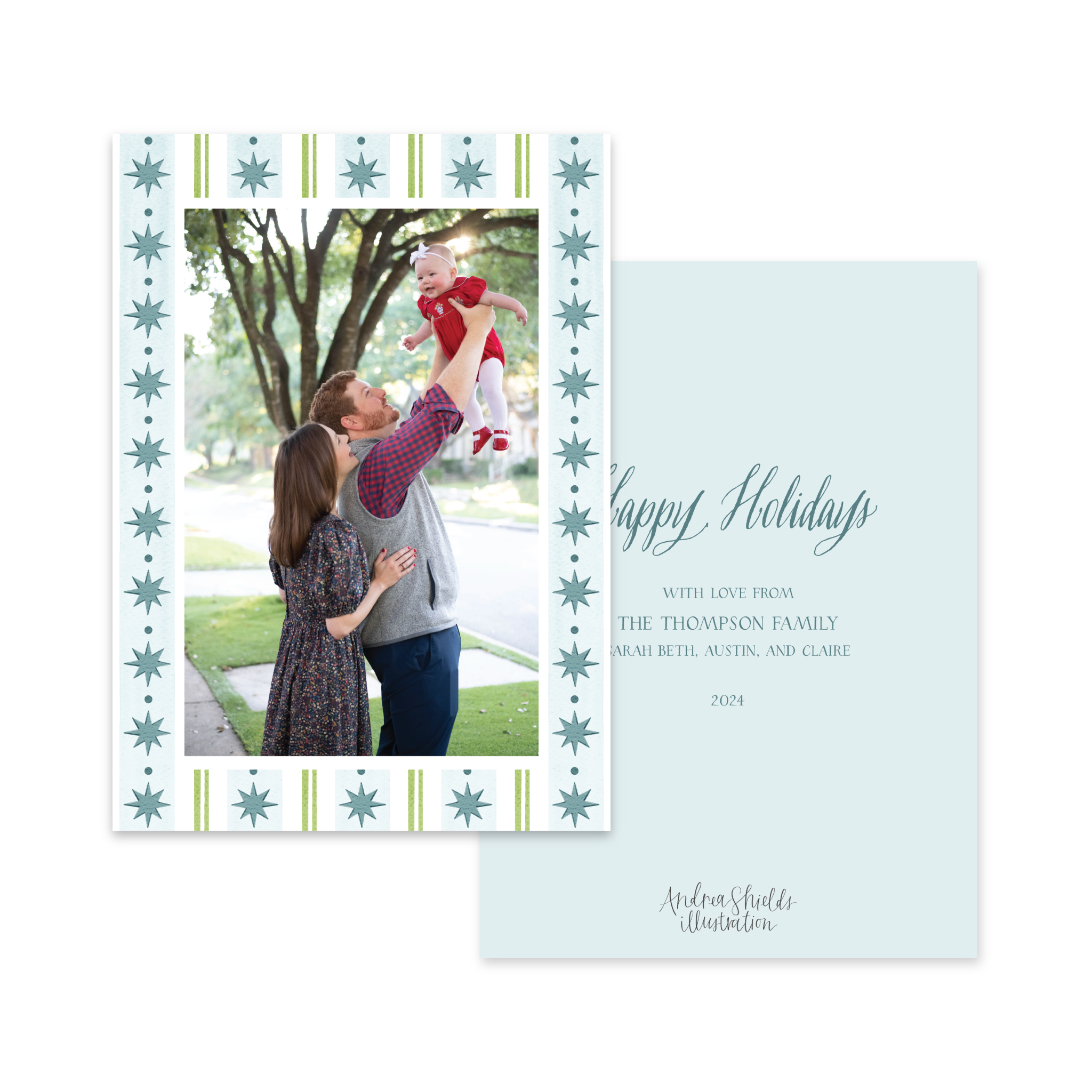 Stars and Stripes Pattern Blue | Holiday Cards